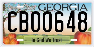 GA license plate CBO0648