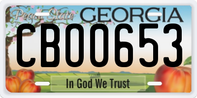 GA license plate CBO0653