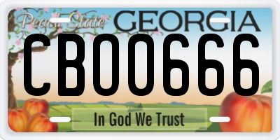 GA license plate CBO0666