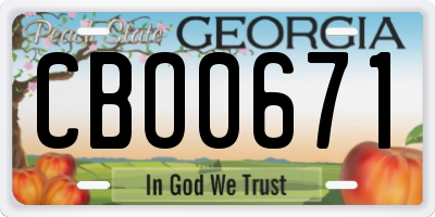 GA license plate CBO0671