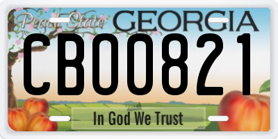 GA license plate CBO0821