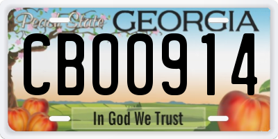 GA license plate CBO0914