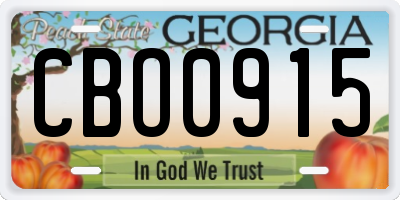 GA license plate CBO0915