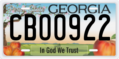 GA license plate CBO0922