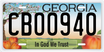 GA license plate CBO0940