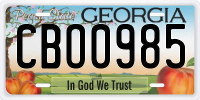 GA license plate CBO0985