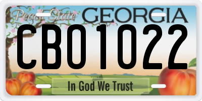 GA license plate CBO1022