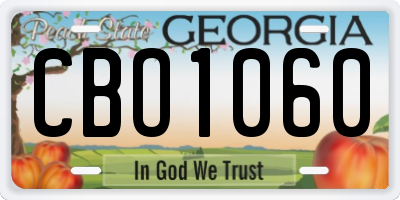 GA license plate CBO1060
