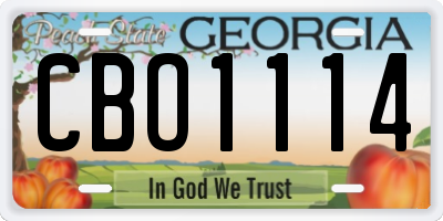 GA license plate CBO1114