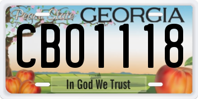 GA license plate CBO1118