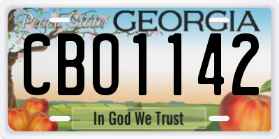 GA license plate CBO1142