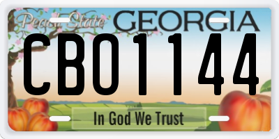 GA license plate CBO1144