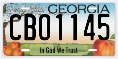 GA license plate CBO1145