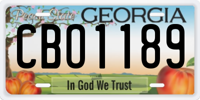 GA license plate CBO1189