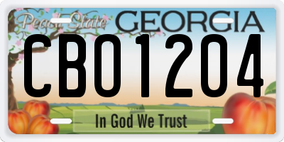GA license plate CBO1204