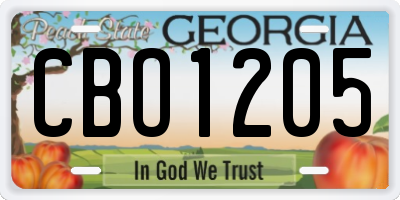GA license plate CBO1205