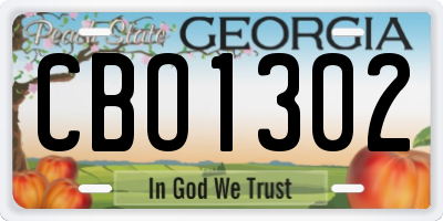 GA license plate CBO1302