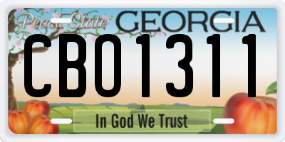 GA license plate CBO1311