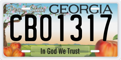 GA license plate CBO1317