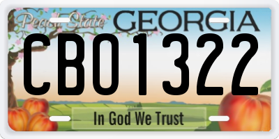 GA license plate CBO1322