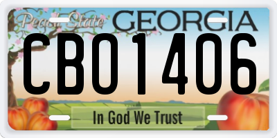 GA license plate CBO1406