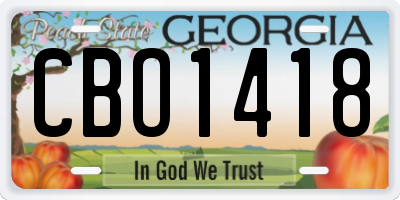 GA license plate CBO1418