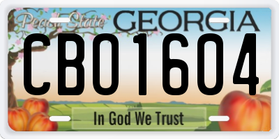 GA license plate CBO1604