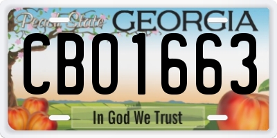 GA license plate CBO1663