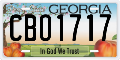 GA license plate CBO1717