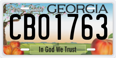 GA license plate CBO1763