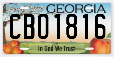 GA license plate CBO1816