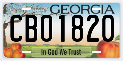 GA license plate CBO1820