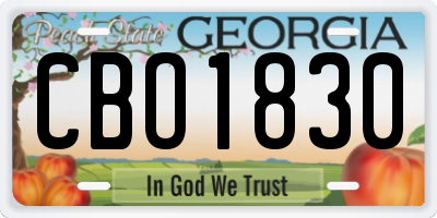 GA license plate CBO1830