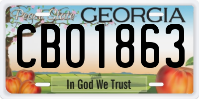 GA license plate CBO1863