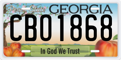GA license plate CBO1868