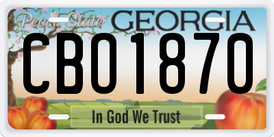 GA license plate CBO1870