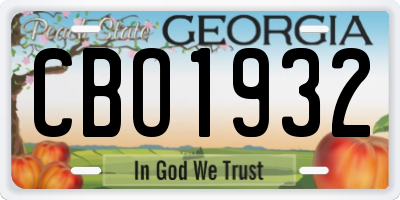 GA license plate CBO1932