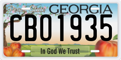GA license plate CBO1935