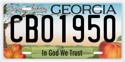 GA license plate CBO1950