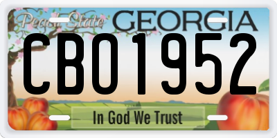 GA license plate CBO1952