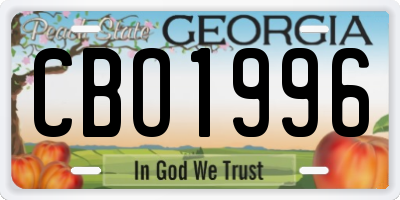 GA license plate CBO1996