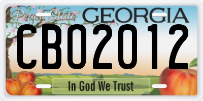 GA license plate CBO2012