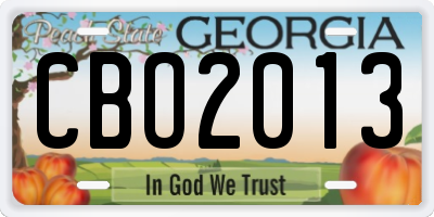 GA license plate CBO2013