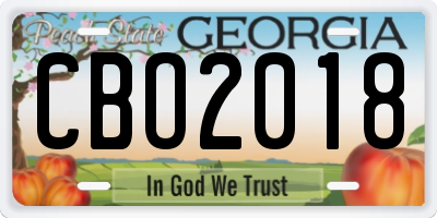 GA license plate CBO2018