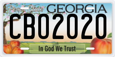 GA license plate CBO2020