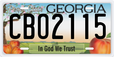 GA license plate CBO2115