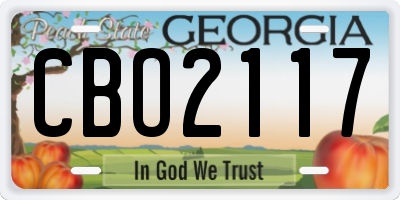 GA license plate CBO2117