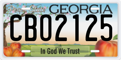 GA license plate CBO2125