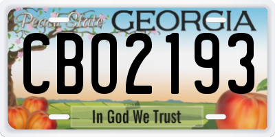 GA license plate CBO2193