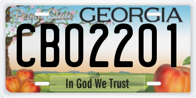 GA license plate CBO2201